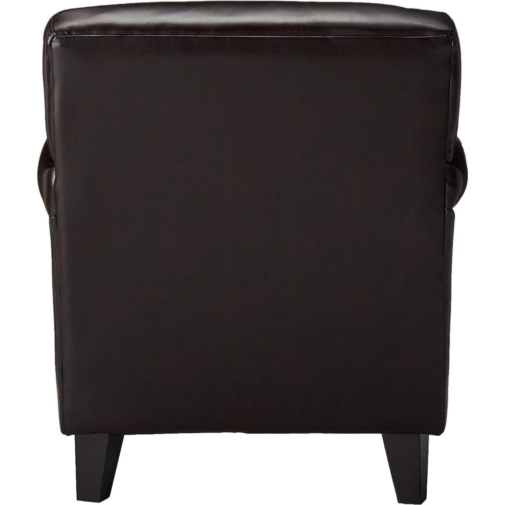 Benjara Accent Club Chair, 40 Inch, Tufted Back, Full-Padded Brown Faux Leather