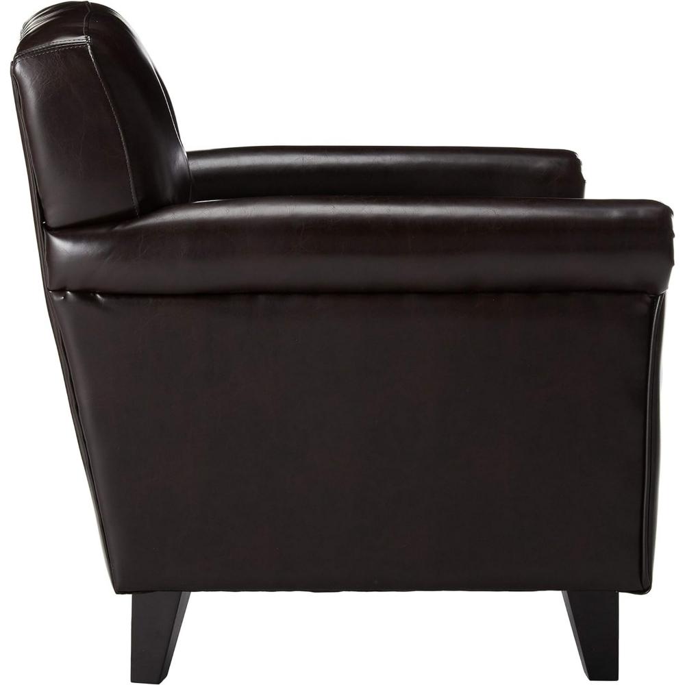 Benjara Accent Club Chair, 40 Inch, Tufted Back, Full-Padded Brown Faux Leather