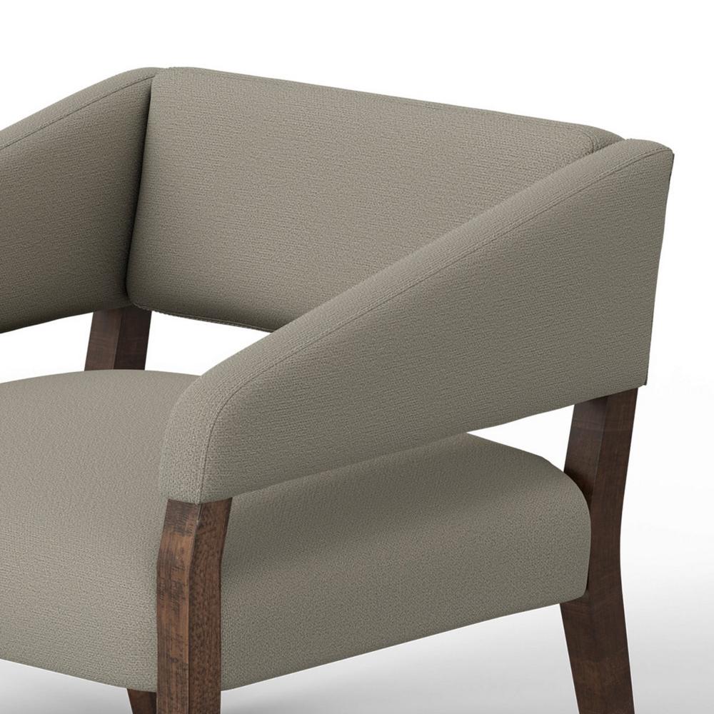 Benjara Merry Accent Chair, Almond Gray Polyester, Foam, Brown Solid Pine Wood