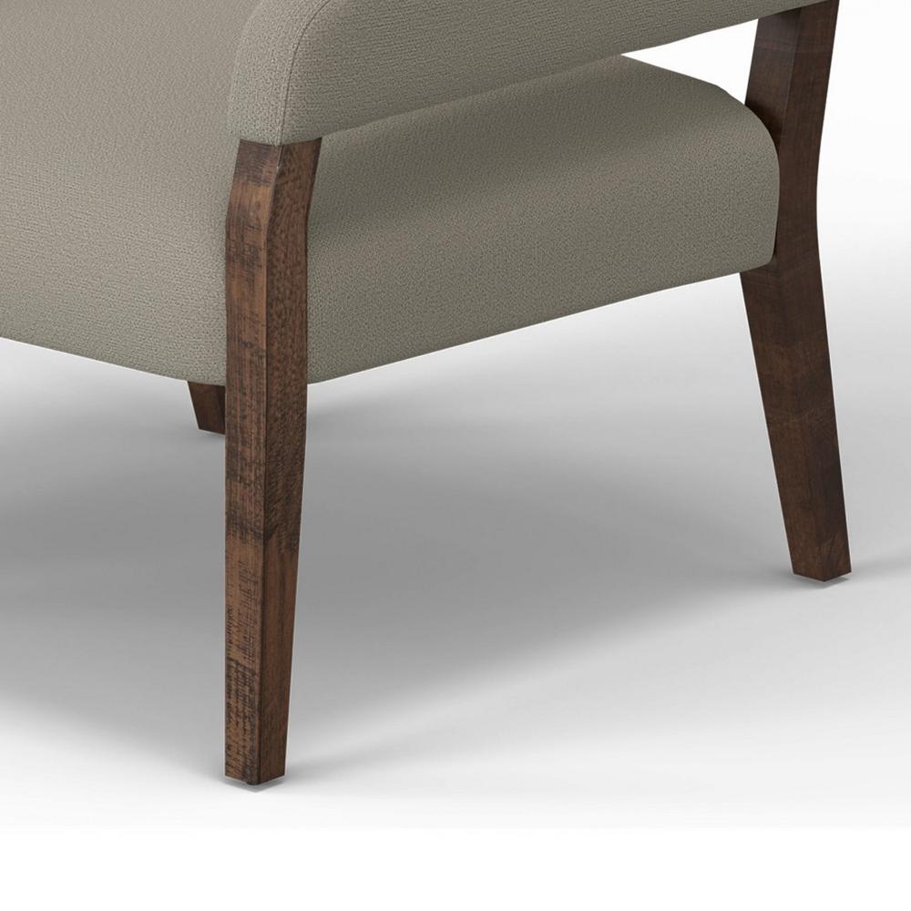 Benjara Merry Accent Chair, Almond Gray Polyester, Foam, Brown Solid Pine Wood