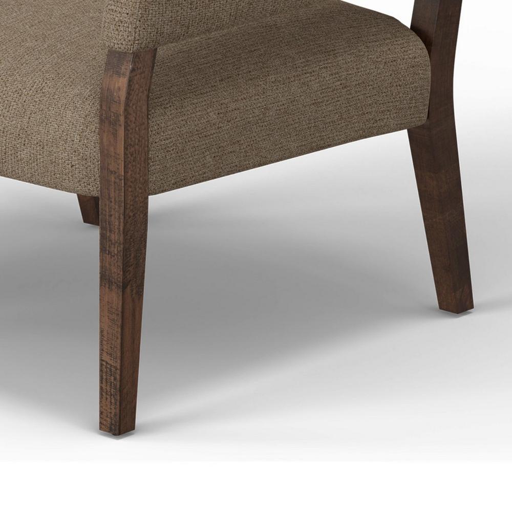 Benjara Merry Accent Chair, Light Brown Polyester, Foam, Brown Solid Pine Wood