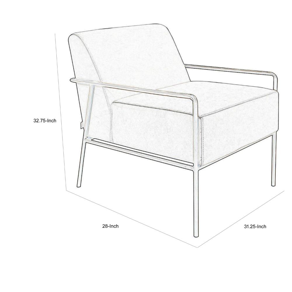 Benjara Zili Accent Chair, Gray Faux Leather, Plush Foam, Sleek Gold Metal Finish