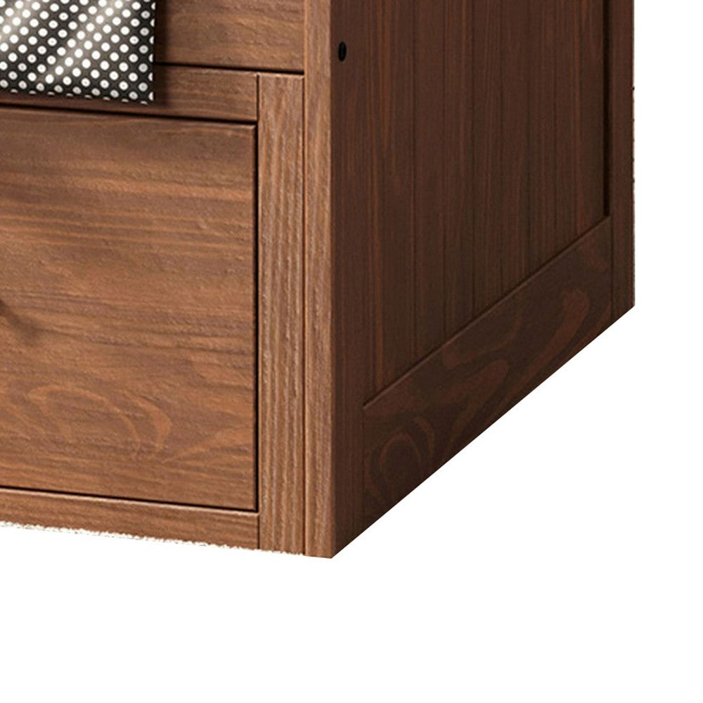 Benjara Mari Twin Captain Bed with Drawers, Brazilian Pine, Mahogany Wood