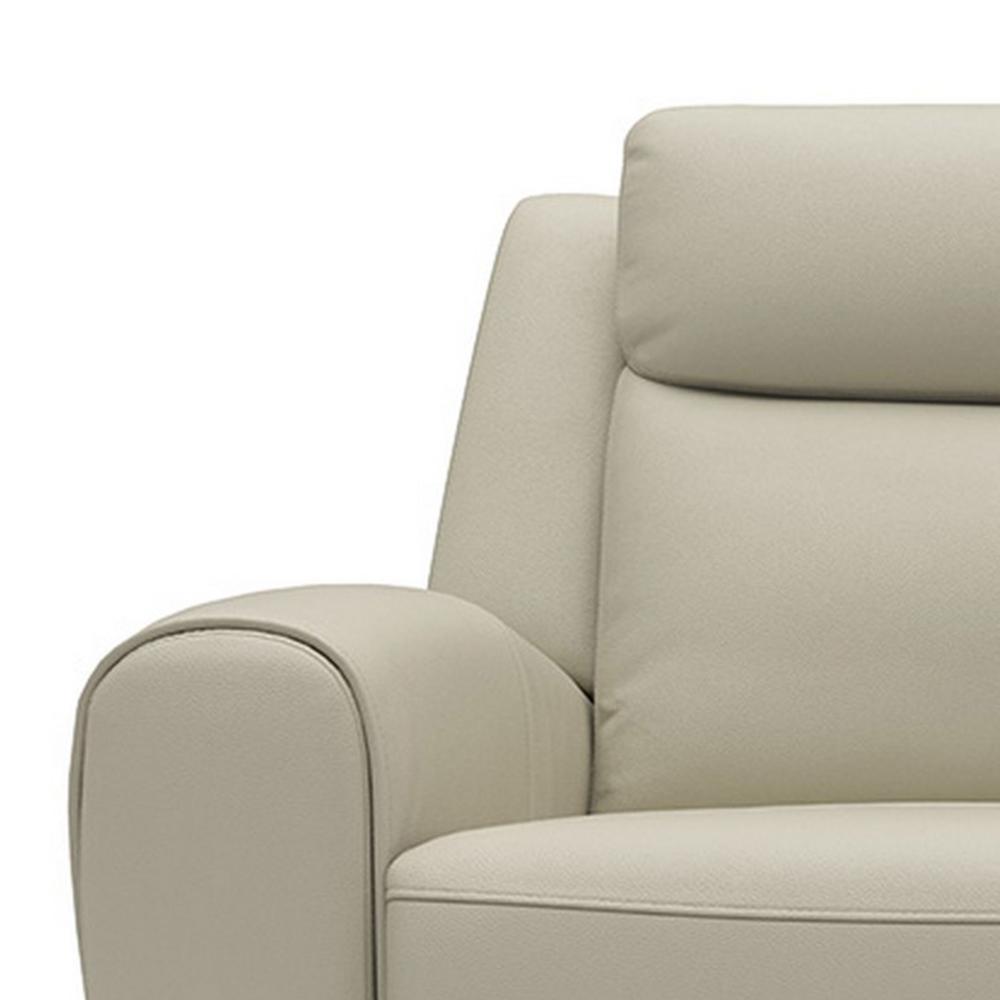 Benjara Cobe Manual Recliner Loveseat, 41 Inch, Center Console, Grain Beige Leather