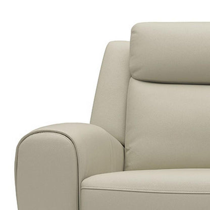 Benjara Cobe Manual Recliner Loveseat, 41 Inch, Center Console, Grain Beige Leather