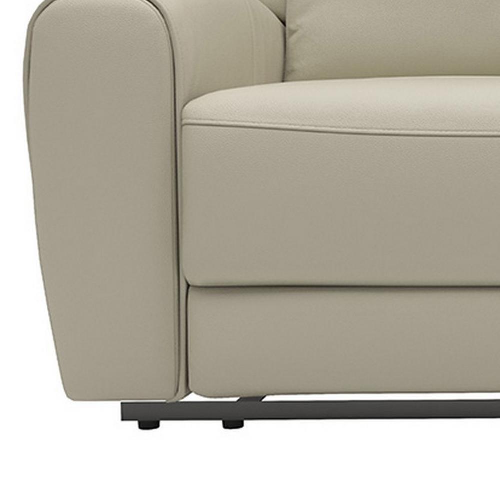 Benjara Cobe Manual Recliner Loveseat, 41 Inch, Center Console, Grain Beige Leather