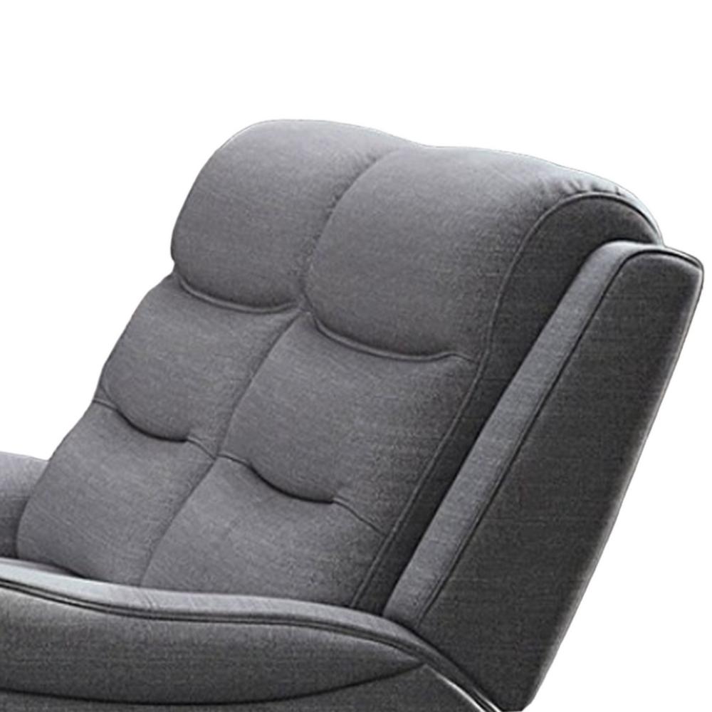 Benjara Clair Manual Recliner Loveseat, Scrolled Arms, 40 Inch, Solid Wood, Gray