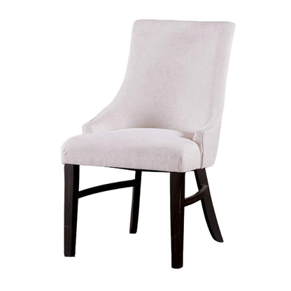Benjara Luke Dining Armchair Set of 2 with Wingbacks, Padded, Black Wood, Beige