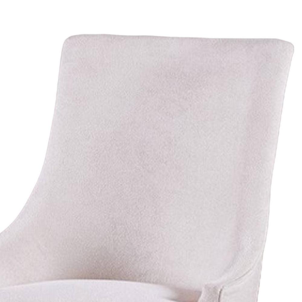 Benjara Luke Dining Armchair Set of 2 with Wingbacks, Padded, Black Wood, Beige
