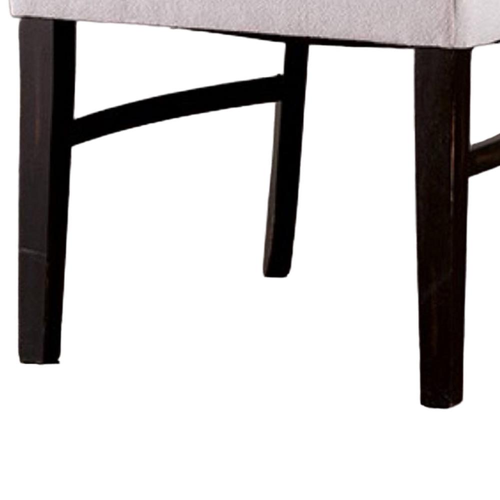 Benjara Luke Dining Armchair Set of 2 with Wingbacks, Padded, Black Wood, Beige