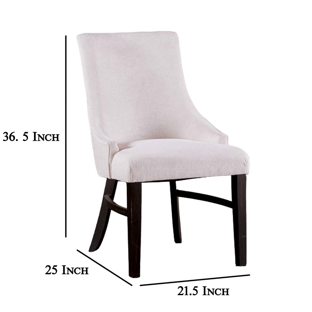 Benjara Luke Dining Armchair Set of 2 with Wingbacks, Padded, Black Wood, Beige