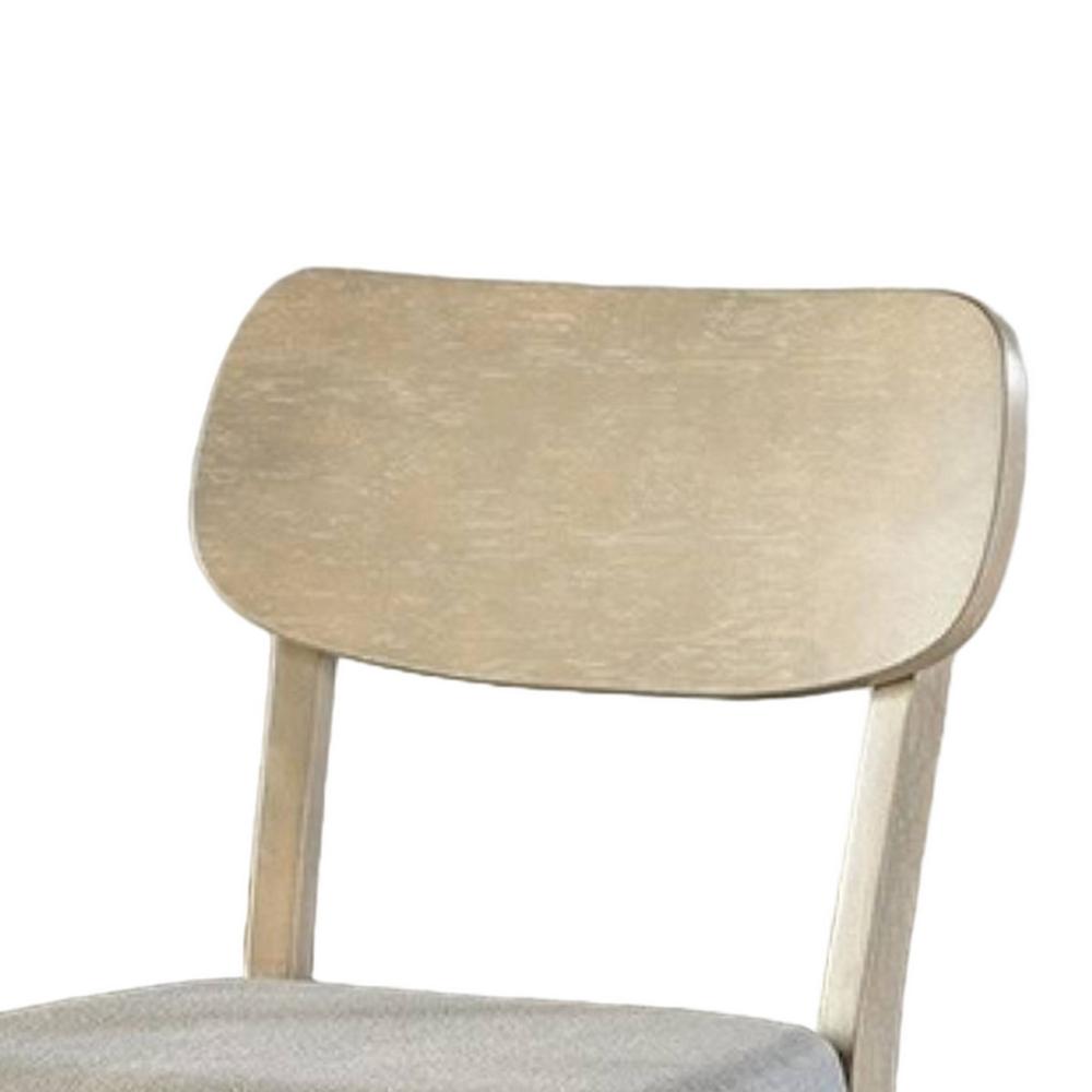Benjara Kene Dining Side Chair Set of 2, Contour Back, Tapered Legs, Gray Fabric