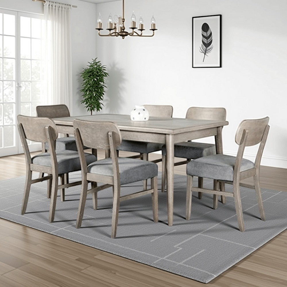 Benjara Kene Dining Table, Solid Edge Band, 59 Inch Rectangular Top, Melamine, Gray