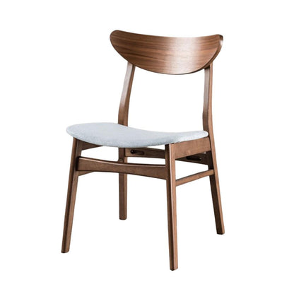 Benjara Skie Side Dining Chair Set of 2, Curved Panel Back, Angle Legs, Gray Fabric