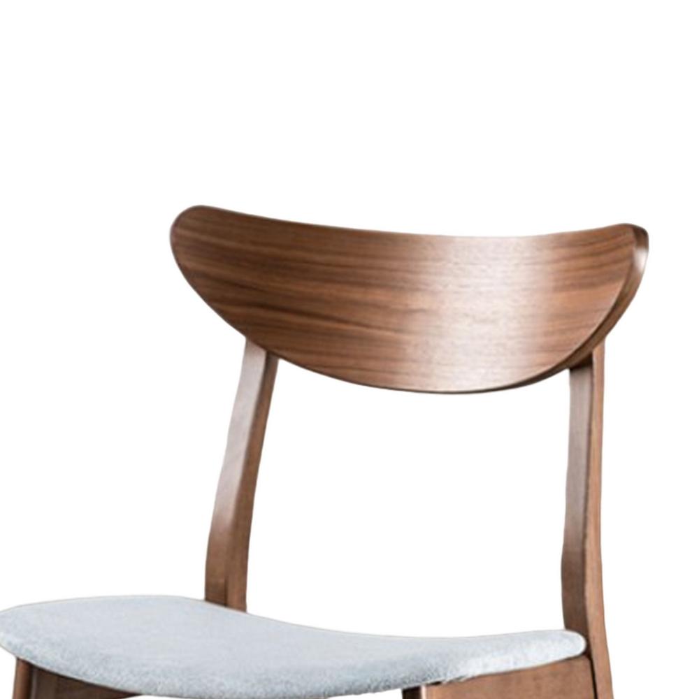 Benjara Skie Side Dining Chair Set of 2, Curved Panel Back, Angle Legs, Gray Fabric