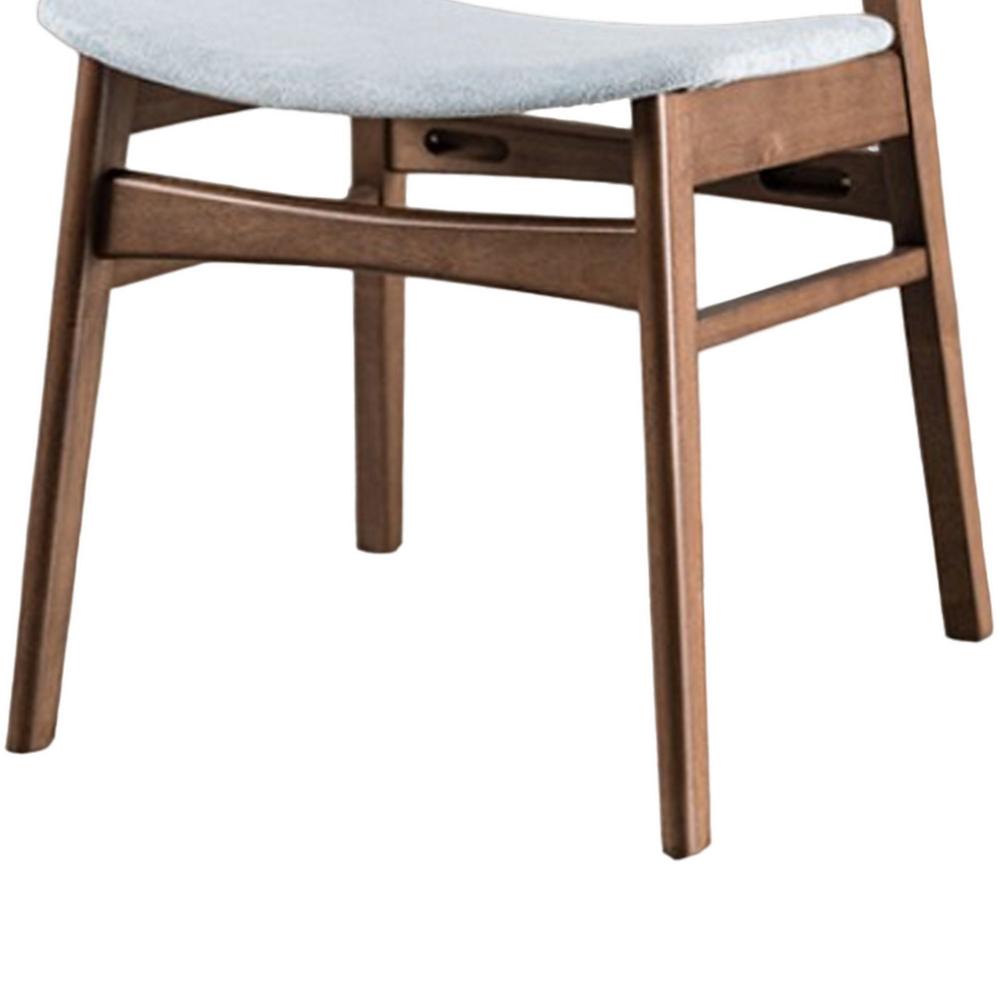 Benjara Skie Side Dining Chair Set of 2, Curved Panel Back, Angle Legs, Gray Fabric