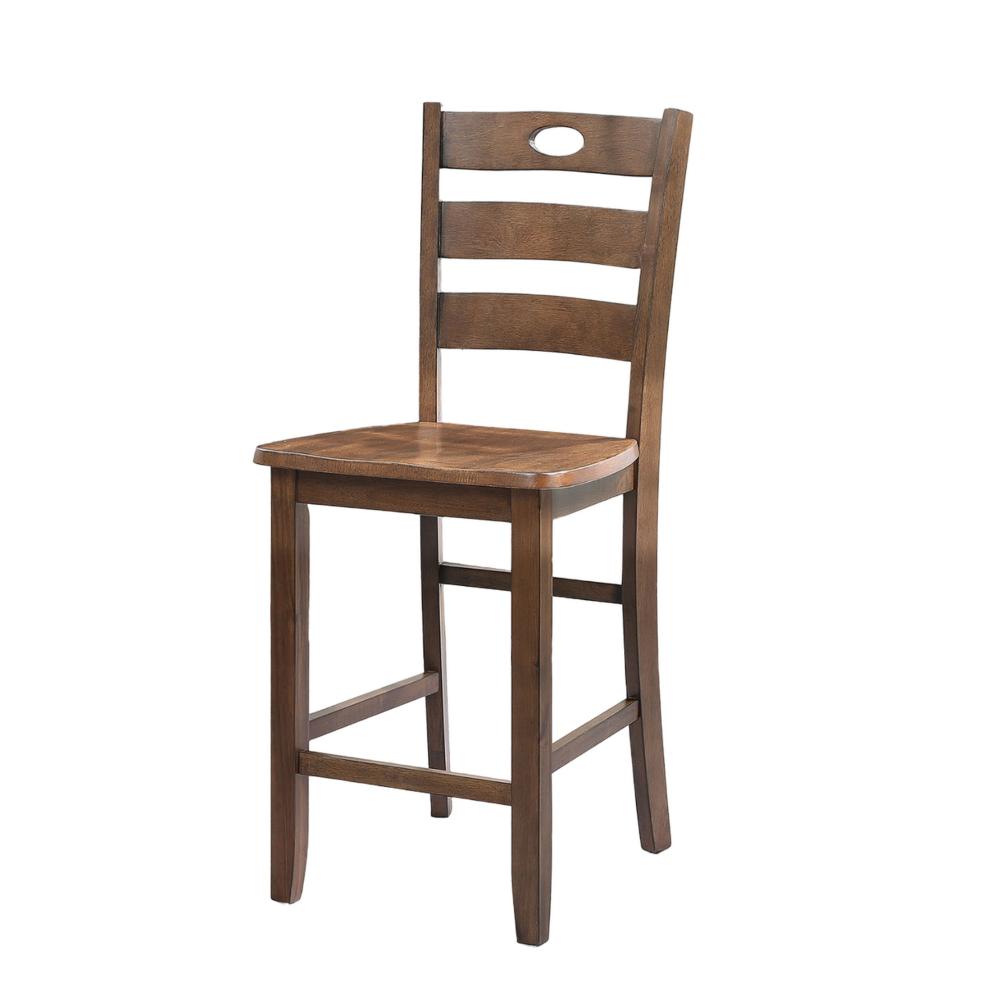 Benjara Lasie 5 Piece Dining Table Set, 4 Chairs, Slatted Backs, Brown Solid Wood