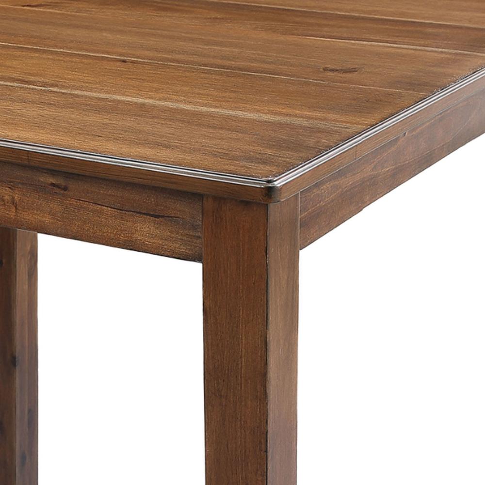 Benjara Lasie 5 Piece Dining Table Set, 4 Chairs, Slatted Backs, Brown Solid Wood