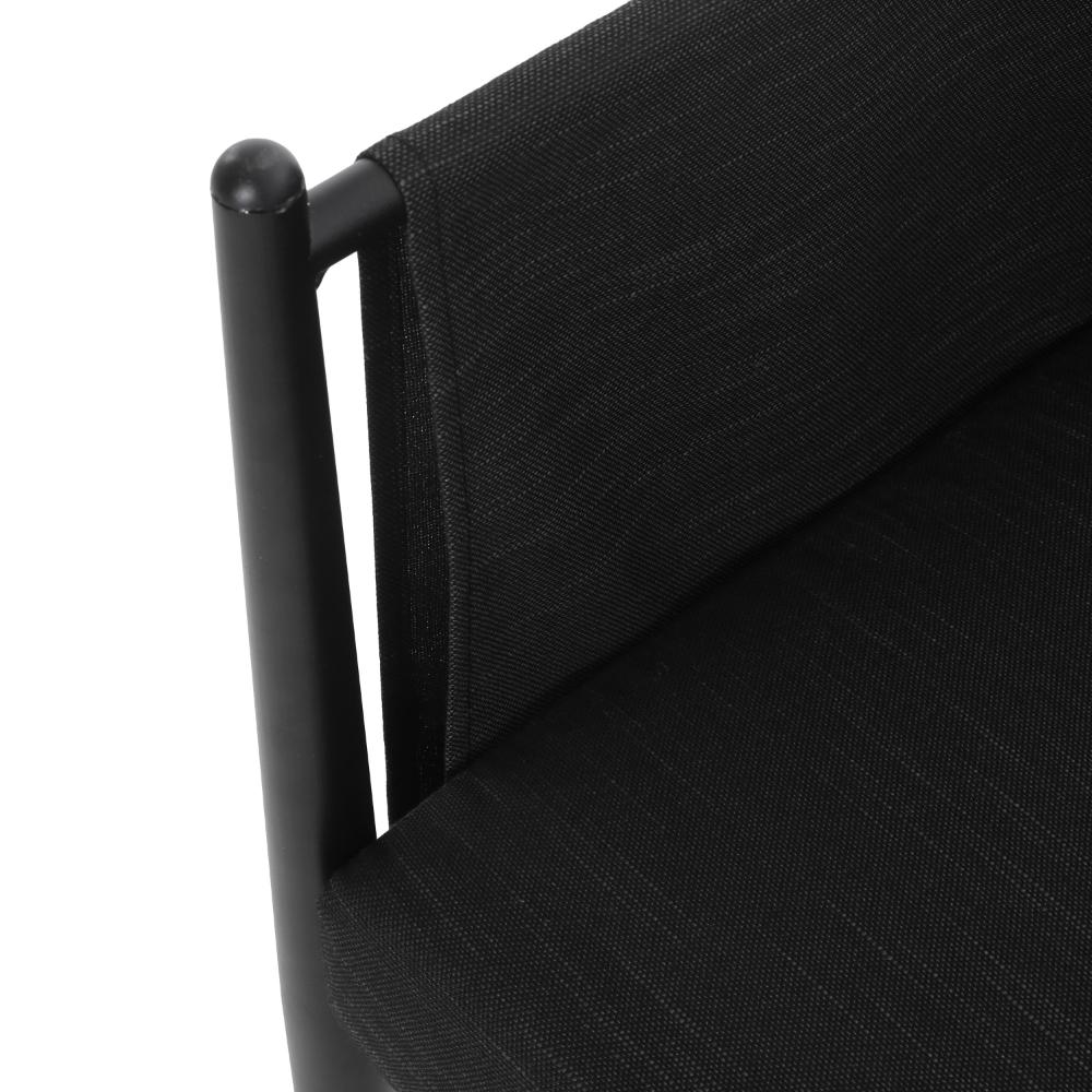 Benjara Jackie Outdoor Club Accent Chair, Black, Dark Gray Cushions, Aluminium