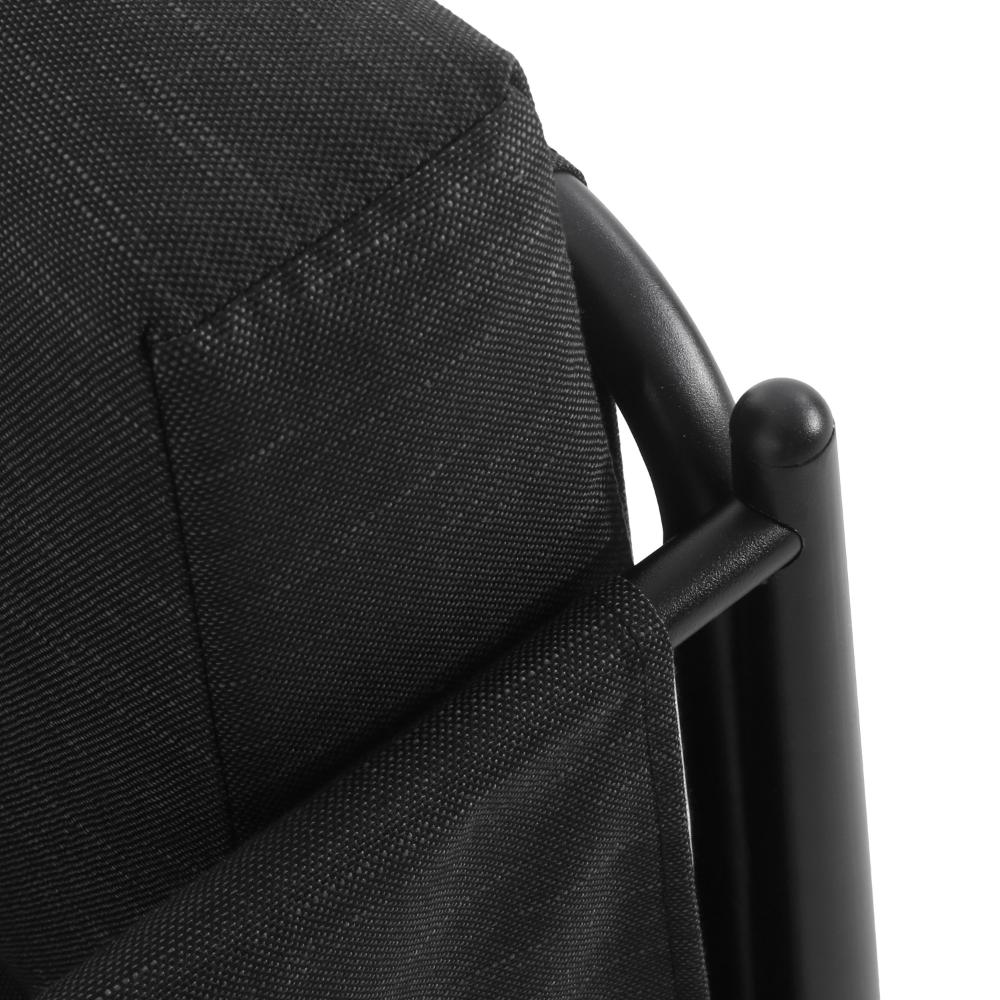 Benjara Jackie Outdoor Club Accent Chair, Black, Dark Gray Cushions, Aluminium