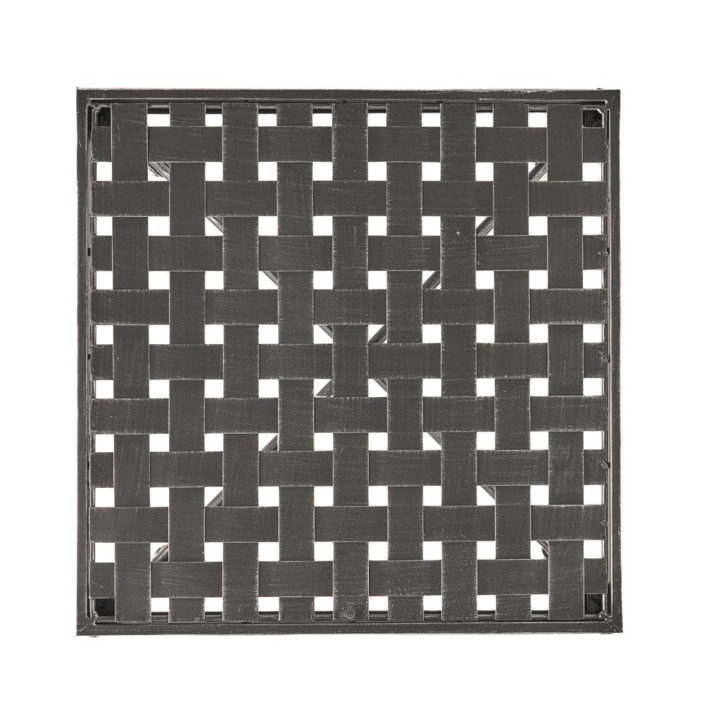 Benjara Lucia Side End Table, Black, Silver Outdoor Iron Frame, Square 18 Inch