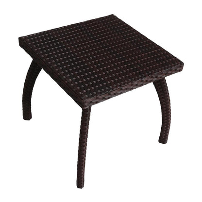 Benjara Honi Side End Table, Square 19 Inch Brown Outdoor Rattan, Iron, Curved Legs