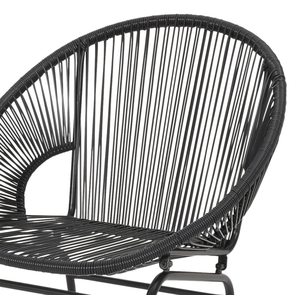 Benjara Sanu Outdoor Accent Chair Set of 2, PE Rattan, Black Iron, Round Backrests