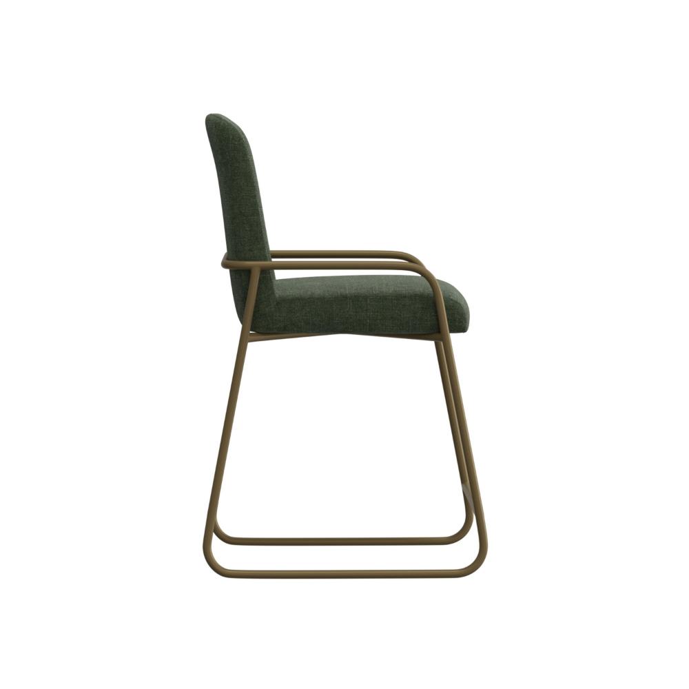 Benjara Suze Counter Height Chair, Arch Back, Gold Iron, Olive Green Polyester