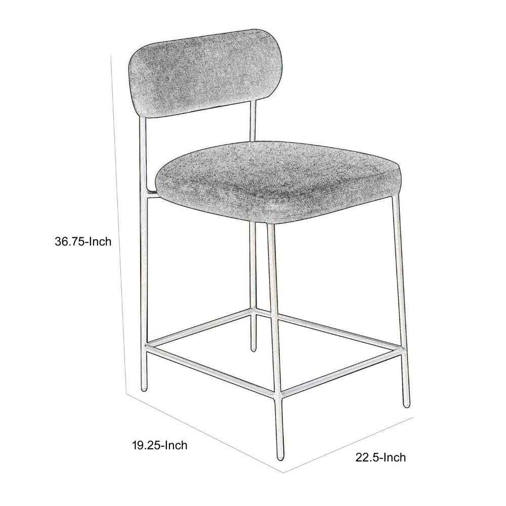Benjara Iffa Counter Height Chair, Open Back, Gold Iron, Olive Green Polyester