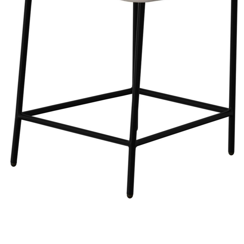 Benjara Iffa Counter Height Chair, Open Black Iron, Snow Gray Performance Fabric