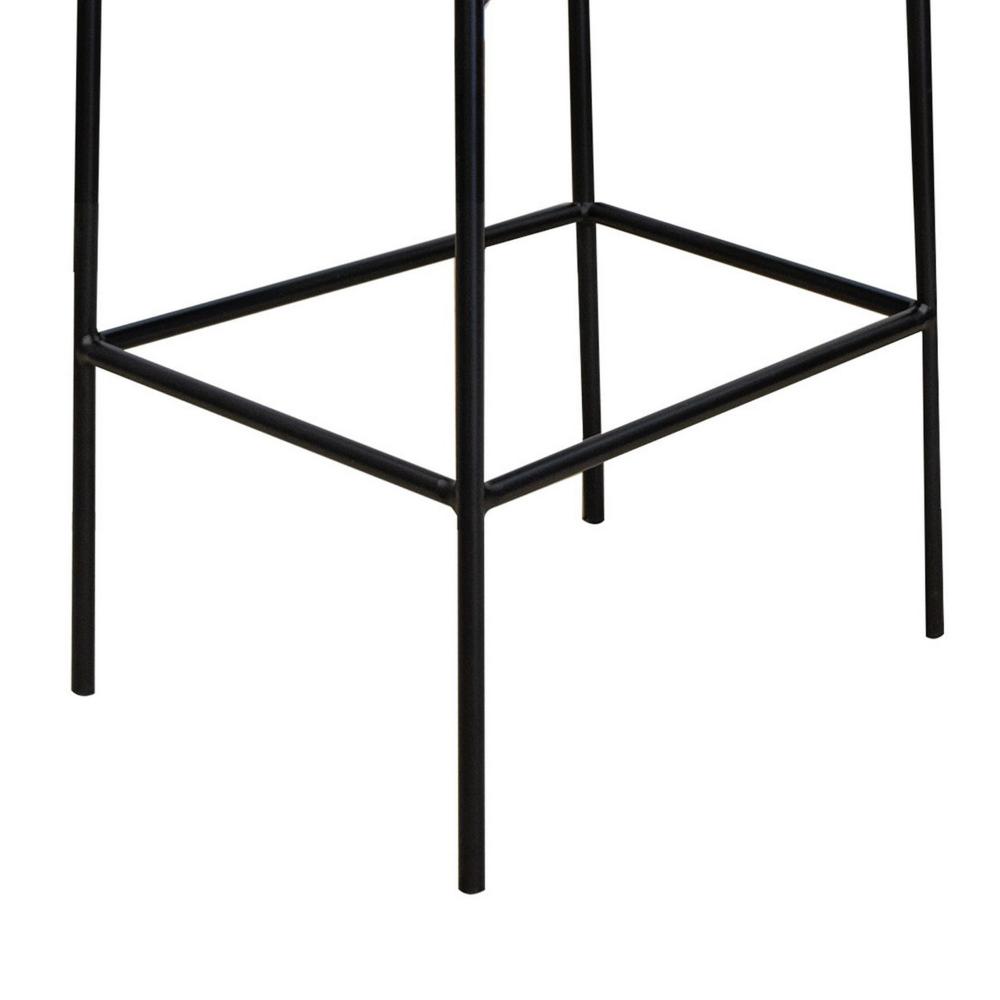 Benjara Iffa Counter Height Chair, Open Back, Black Iron Frame, Black Polyester