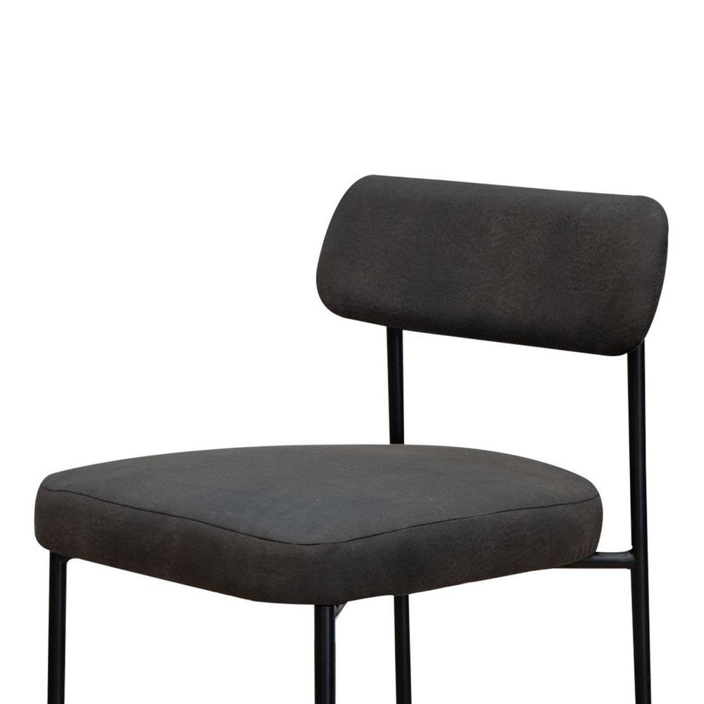 Benjara Iffa Counter Height Chair, Open Back, Black Iron Frame, Black Polyester