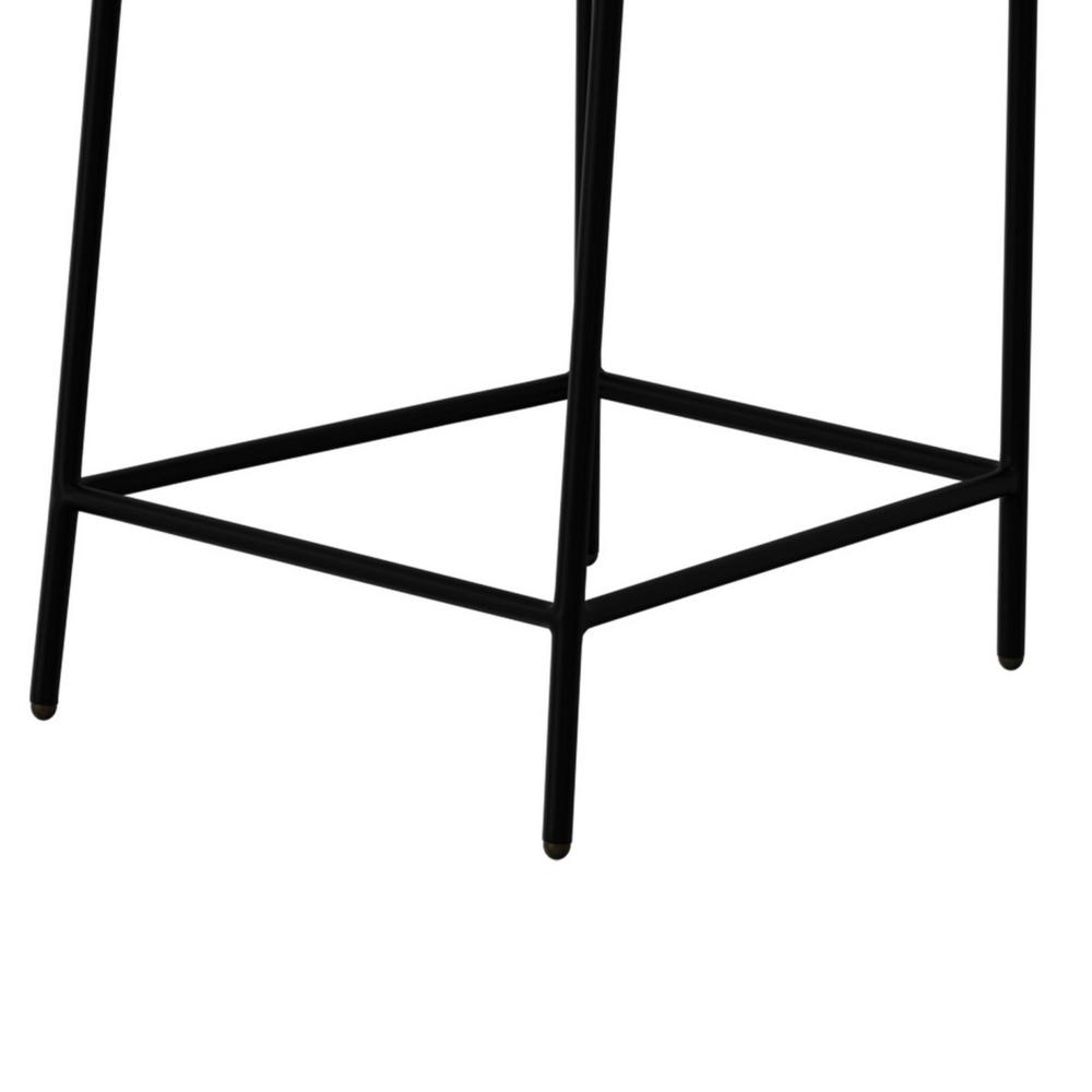 Benjara Iffa Counter Height Chair, Black Iron, Hickory Brown Performance Fabric