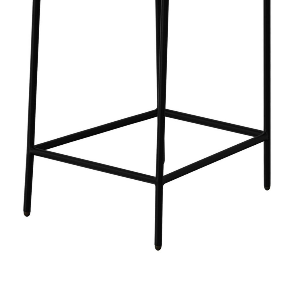 Benjara Iffa Barstool Chair, Open Black Iron Frame, Snow Gray Performance Fabric