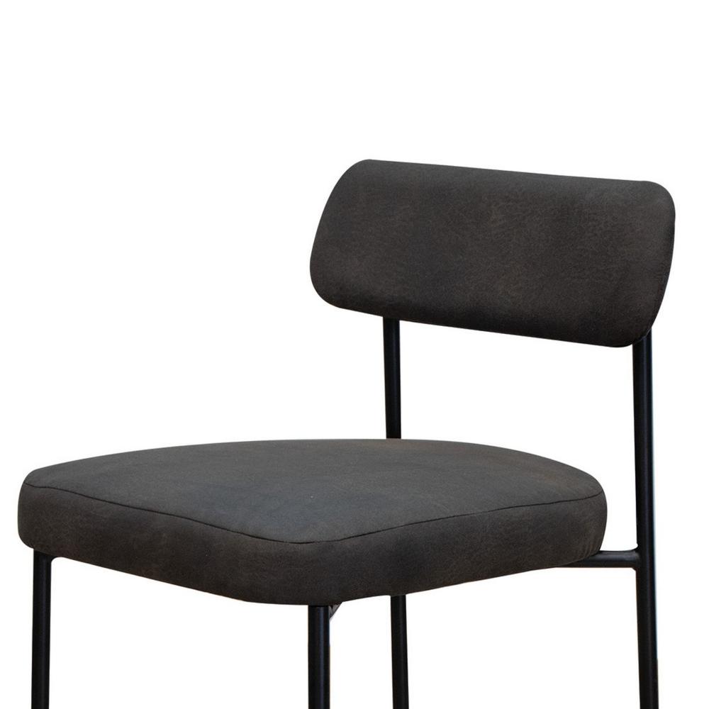 Benjara Iffa Barstool Chair, Open Back, Black Iron And Rich Anti Stain Polyester
