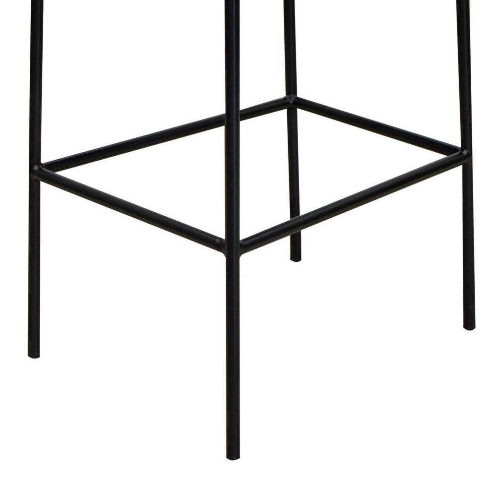 Benjara Iffa Barstool Chair, Open Back, Black Iron And Rich Anti Stain Polyester