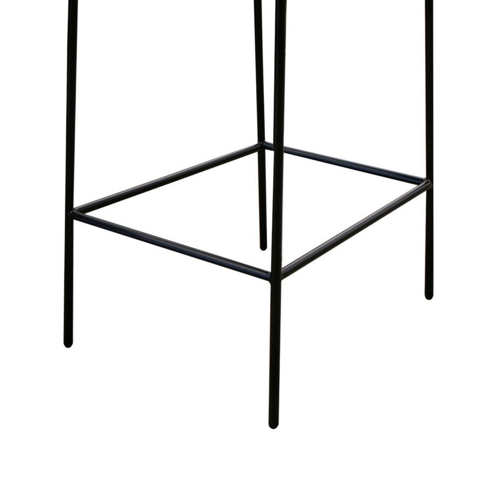 Benjara Iffa Barstool Chair, Black Iron Frame, Hickory Brown Performance Fabric
