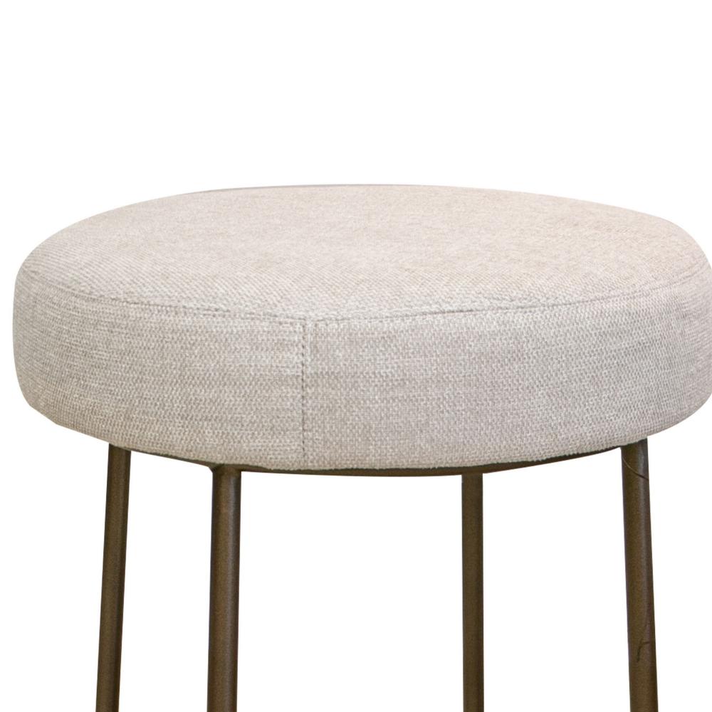 Benjara Tomy Counter Height Stool, Blacksmith Gold Metal Frame, Beige Polyester