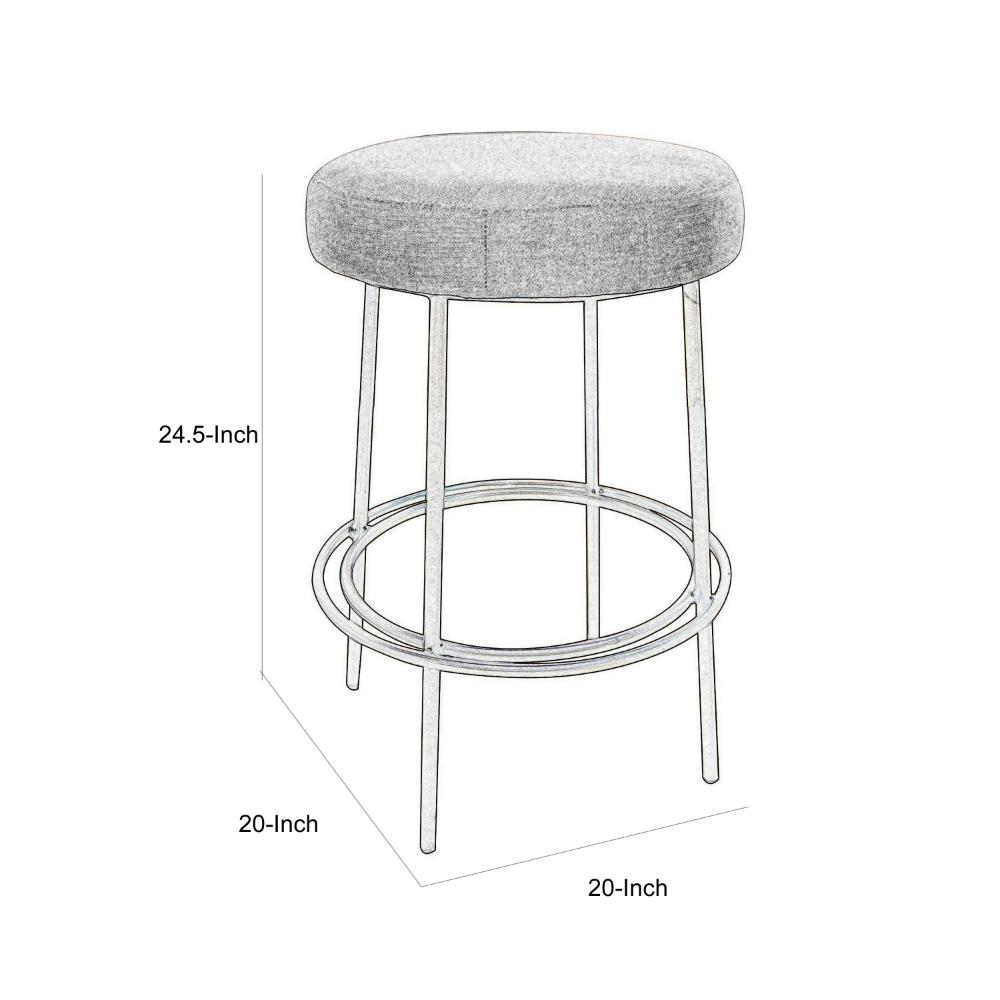 Benjara Tomy Counter Height Stool, Blacksmith Gold Metal Frame, Beige Polyester