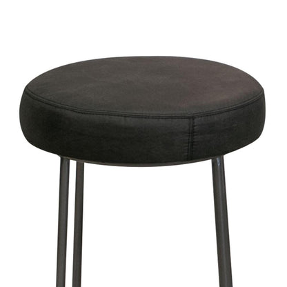 Benjara Tomy Counter Height Stool, Blacksmith Metal Frame, Rich Black Polyester