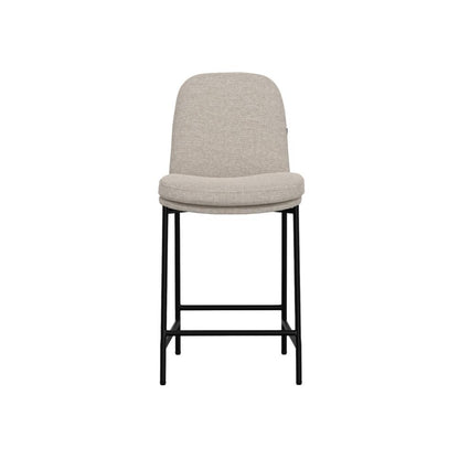 Benjara Reeve Counter Height Chair, Black Iron, Water-Resistant Beige Polyester