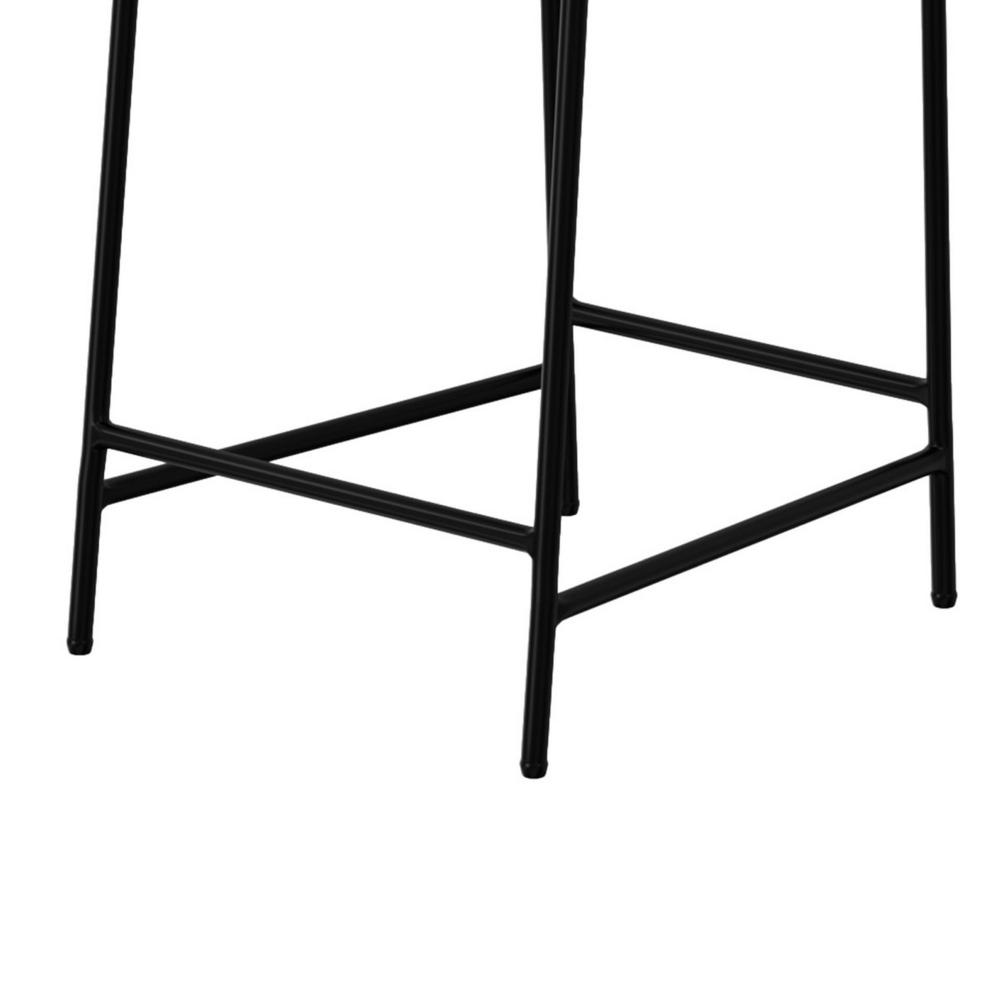 Benjara Reeve Counter Height Chair, Black Iron, Water-Resistant Beige Polyester