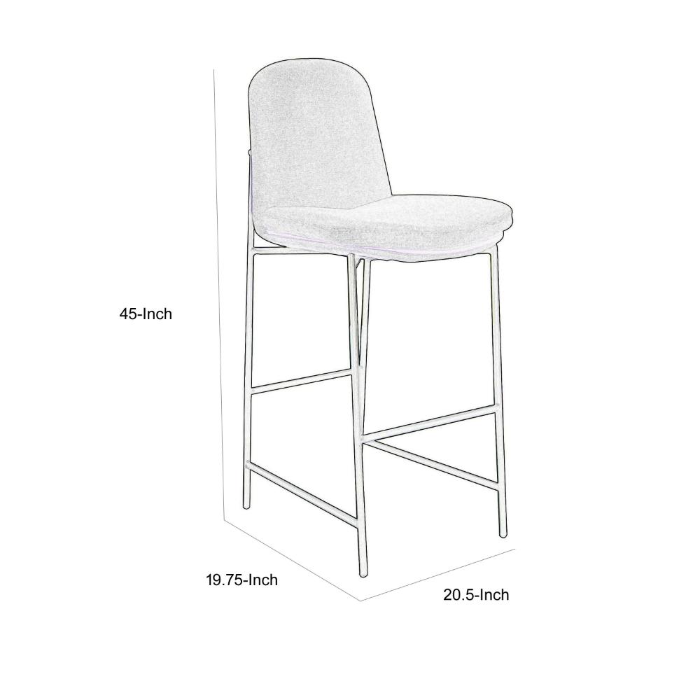 Benjara Revee Barstool Chair, Black Iron, Water-Resistant Cognac Brown Faux Leather