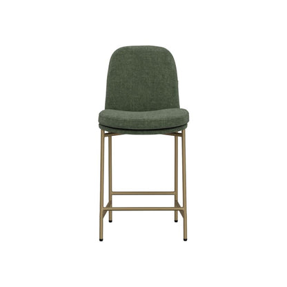 Benjara Revee Counter Height Chair, Iron, Water-Resistant Olive Green Polyester