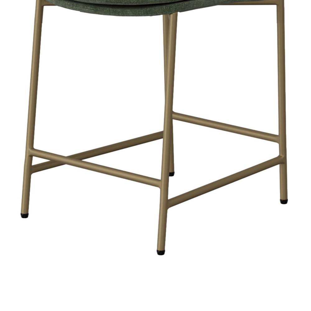 Benjara Revee Counter Height Chair, Iron, Water-Resistant Olive Green Polyester