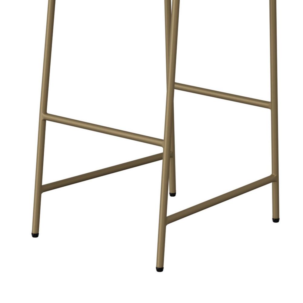 Benjara Revee Barstool Chair, Black Iron, Water-Resistant Olive Green Polyester