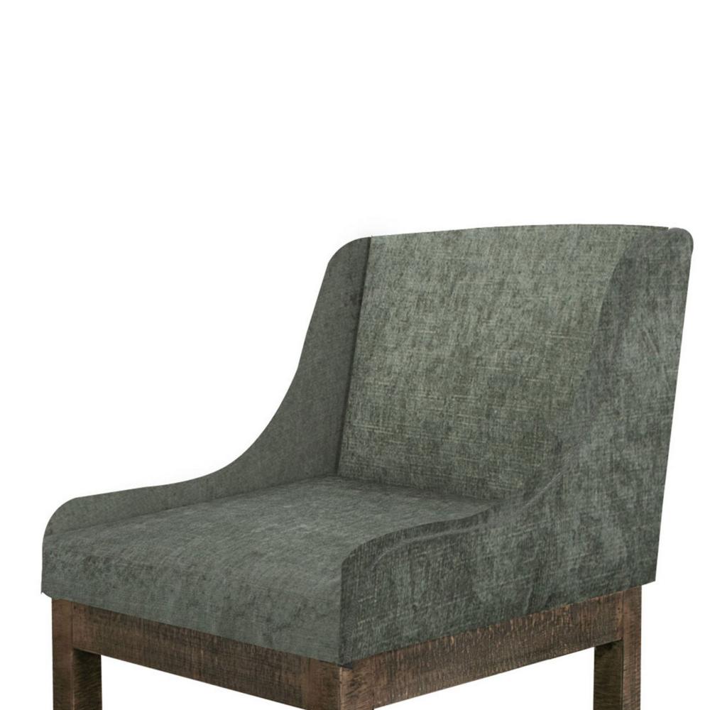 Benjara Lamy Counter Height Chair, Curved Arms, Compact, Rich Olive Green Polyester