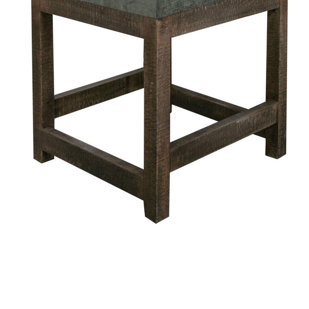 Benjara Lamy Counter Height Chair, Curved Arms, Compact, Rich Olive Green Polyester