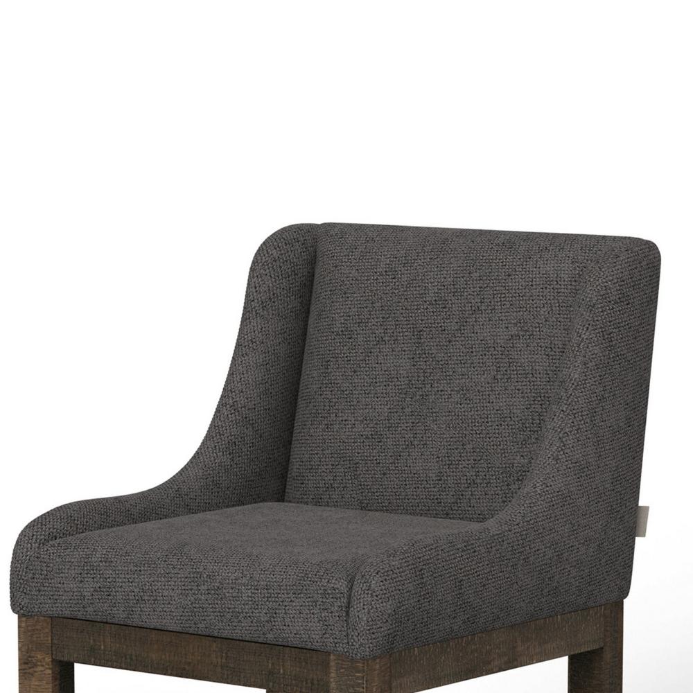 Benjara Lamy Counter Height Chair, Curved Arms, Compact, Rich Gray Polyester