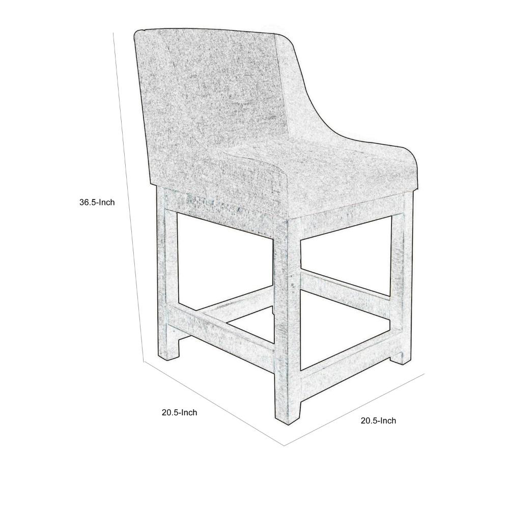 Benjara Lamy Counter Height Chair, Curved Arms, Compact, Rich Gray Polyester